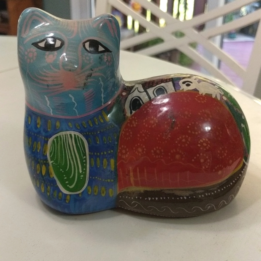 MEXICAN Pottery Cat Handcrafted EUC!